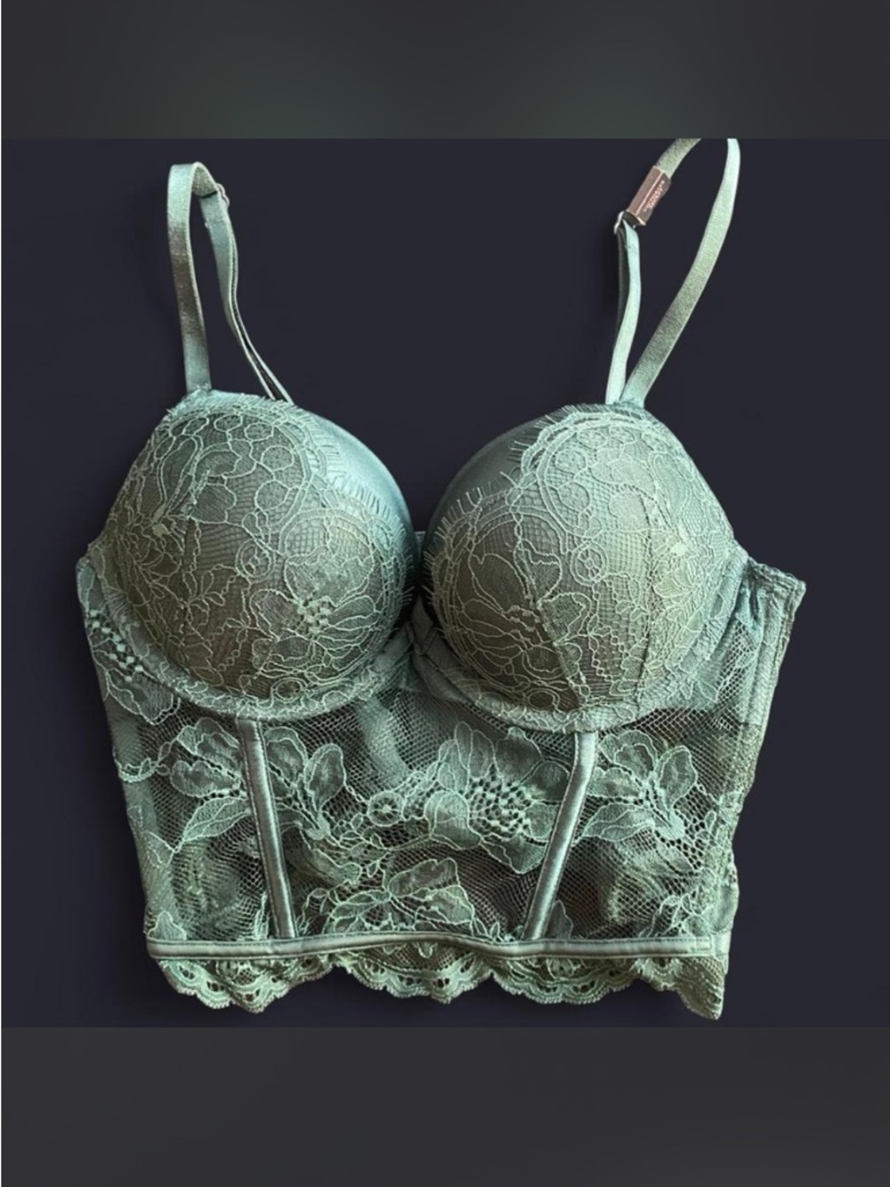 Victoria's Secret Sage Green Lace Longline Bustier Bra